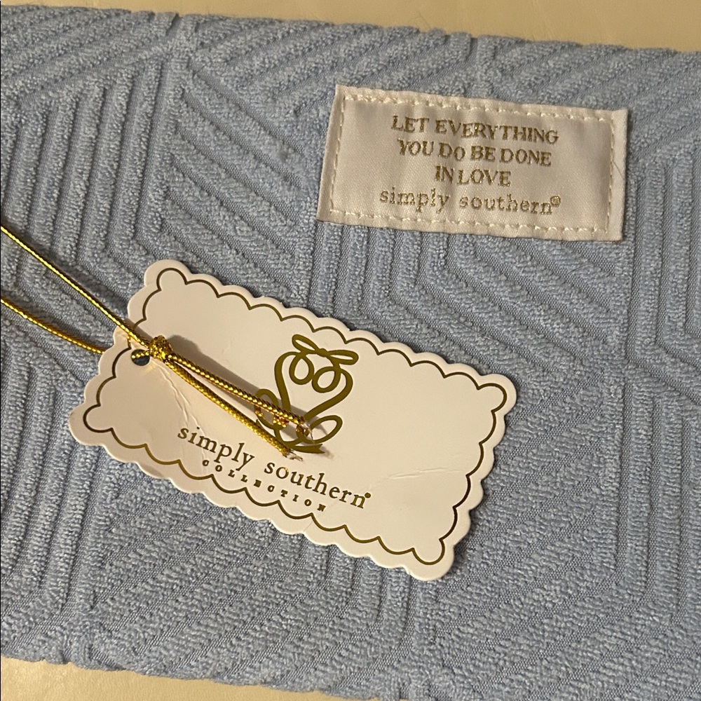 Simply Southern Light Blue Chevron Travel bag